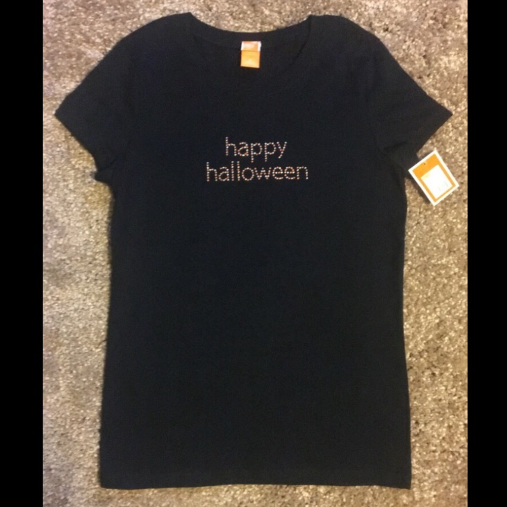 NWT Halloween Rhinestone Stud Fitted T Shirt, Sz S